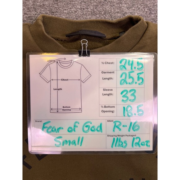 Fear of God Essentials Crewneck Sweatshirt Men S Military Green Pockets Pullover - Picture 3 of 16